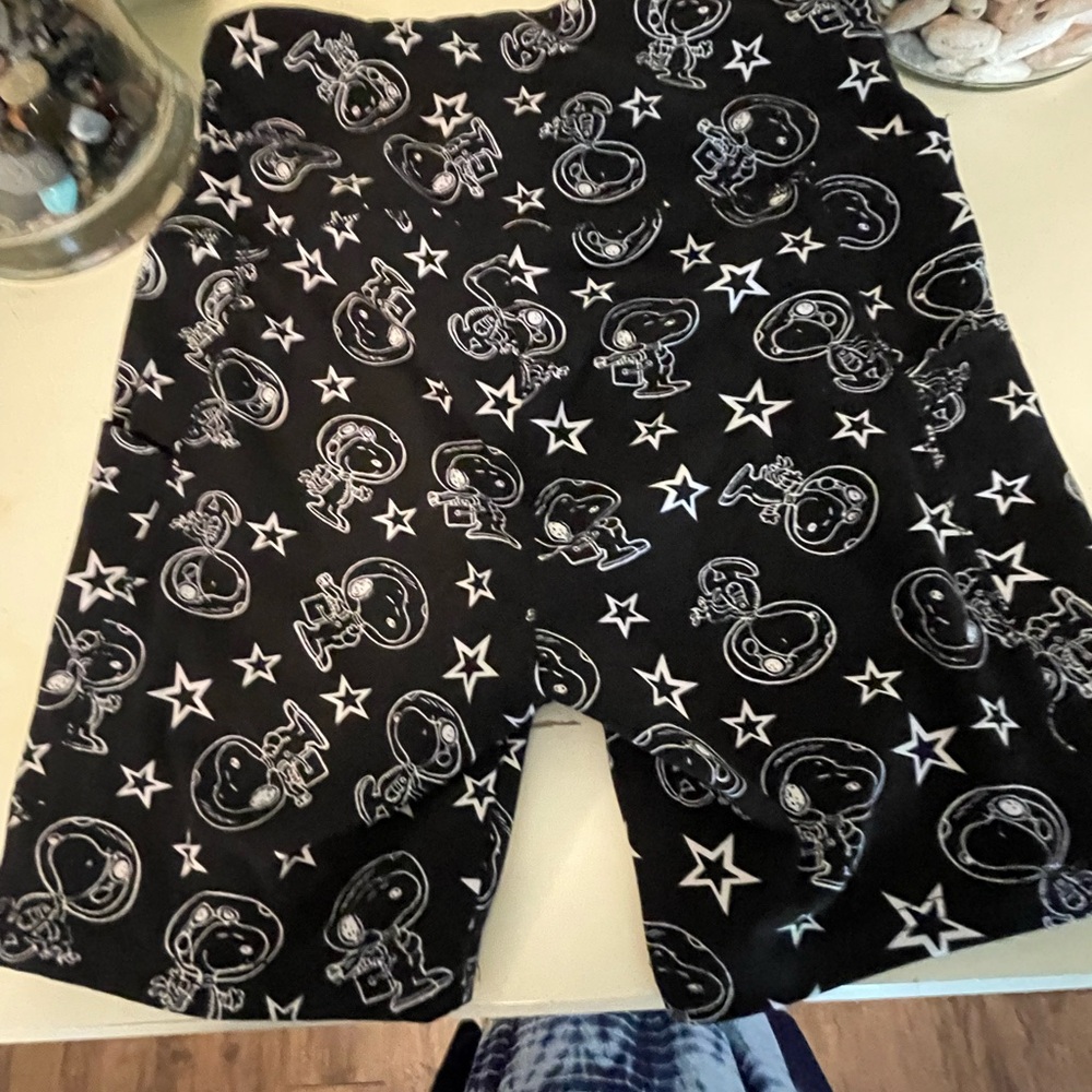Peanuts Black and White Astronaut Bike Shorts